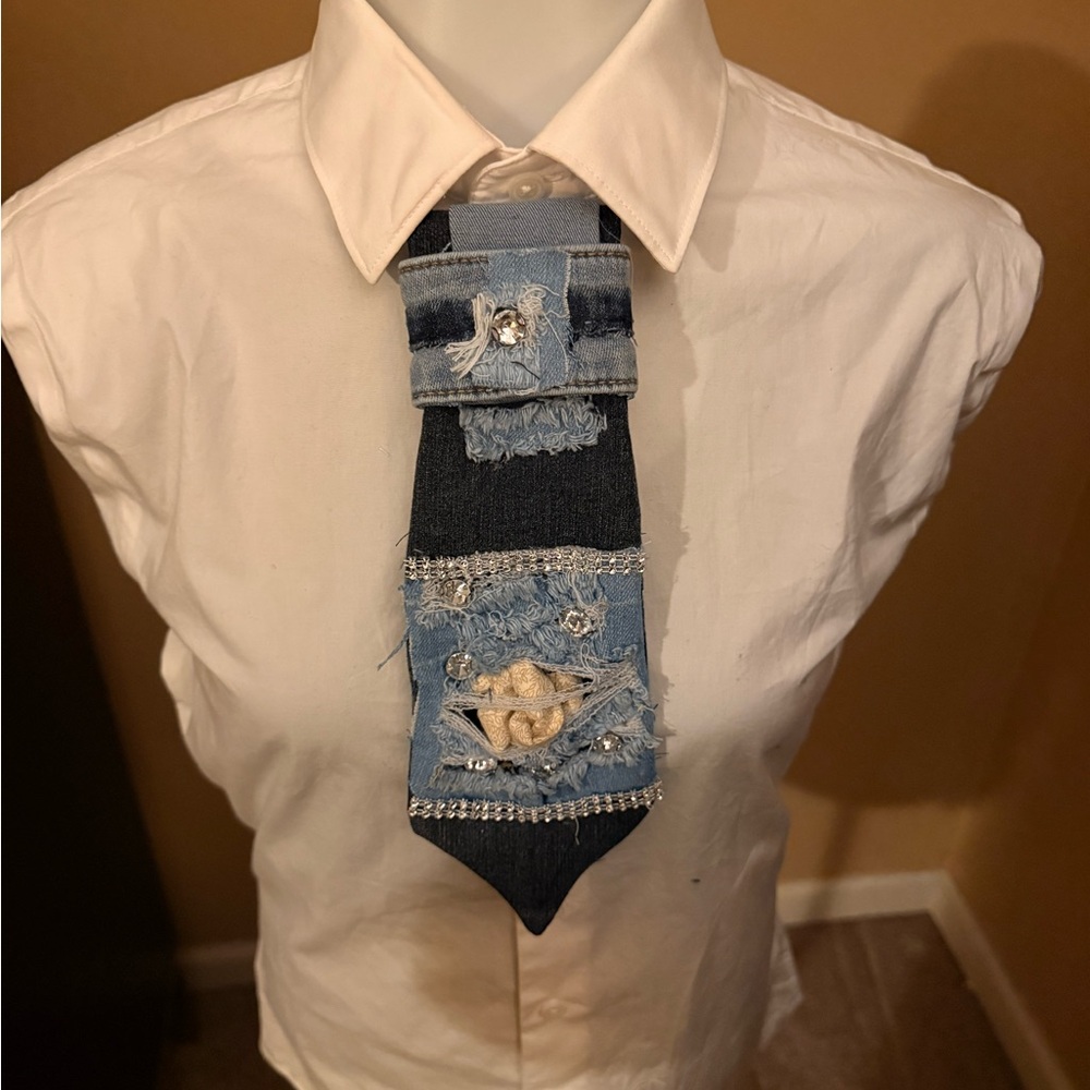 Unique Denim Patchwork Tie - image 1